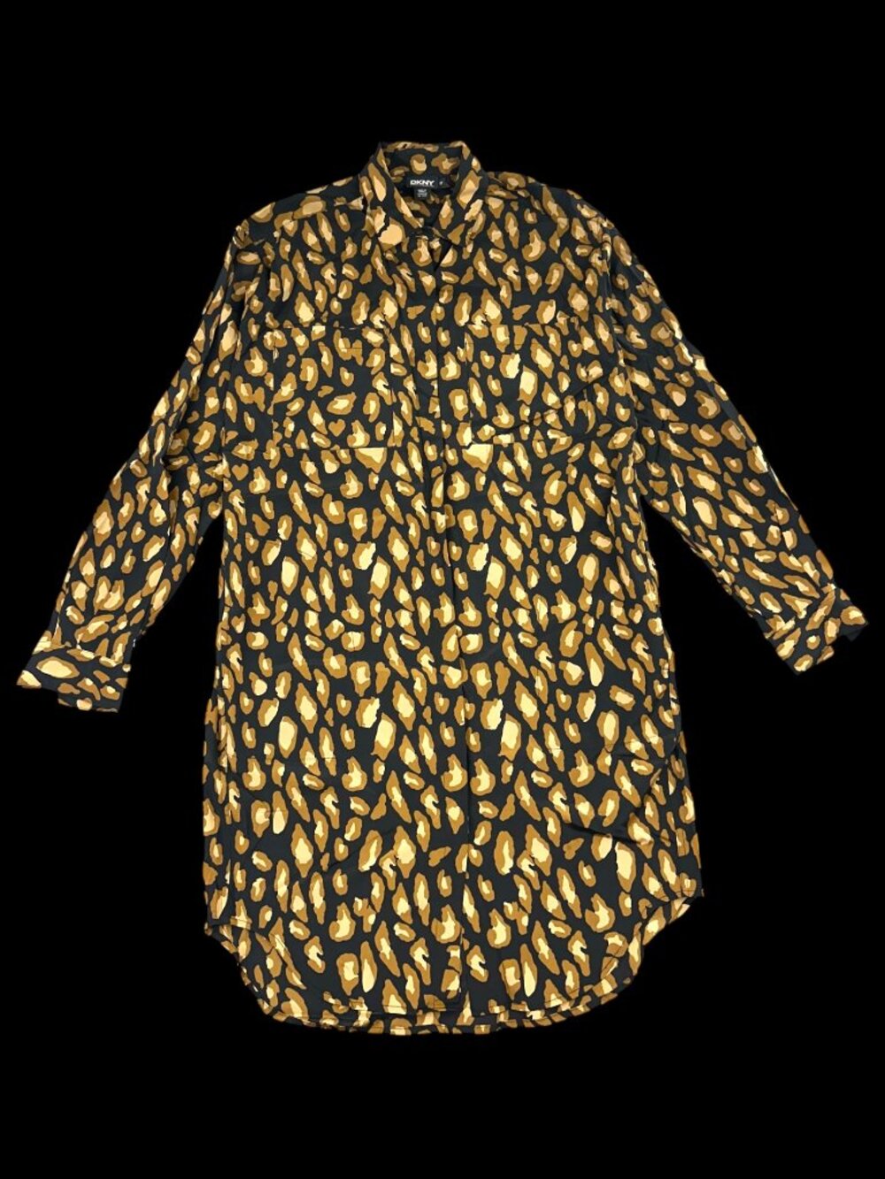 Vintage DKNY Leopard Print Shirt Dress 90s Mob‎ Wife Tunic